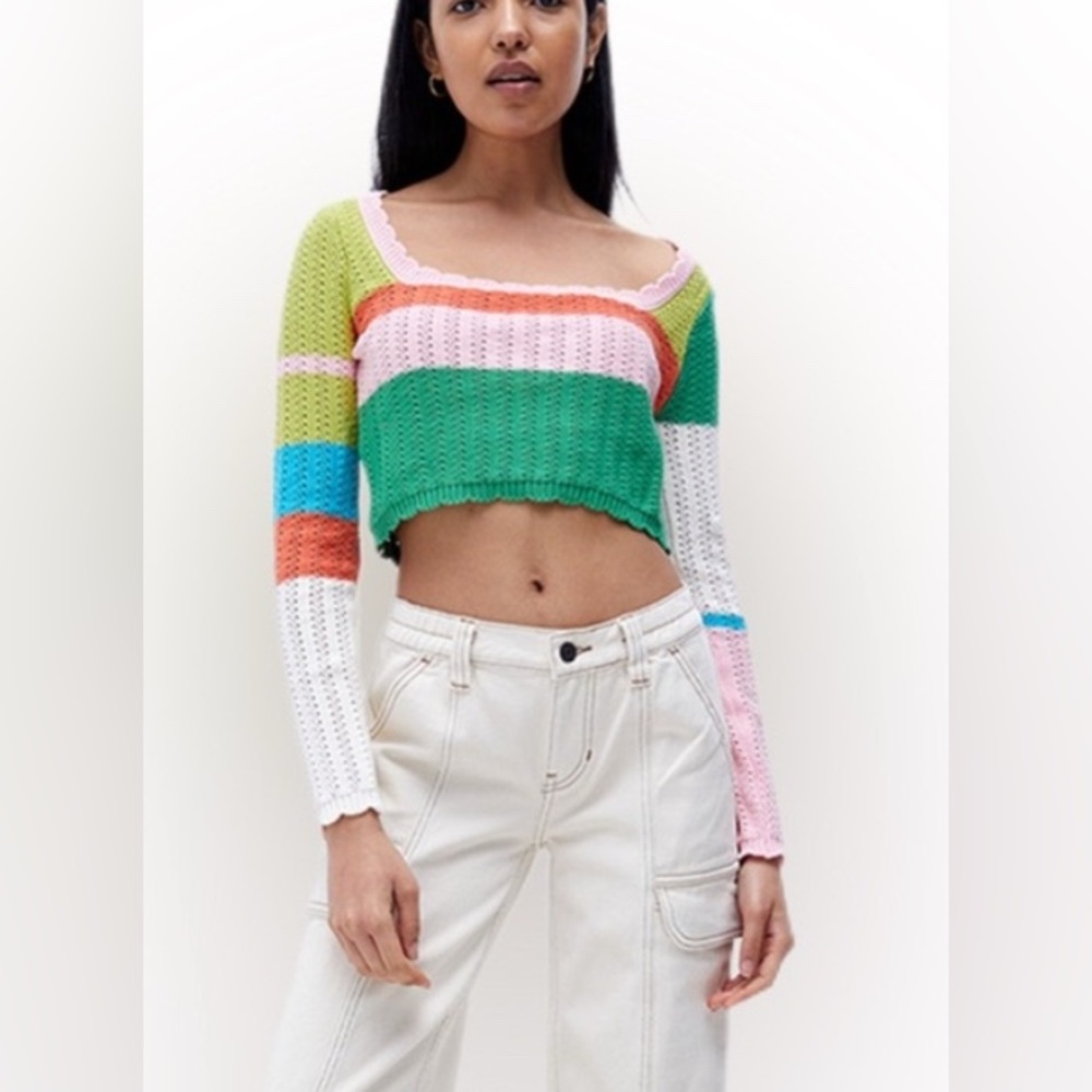 PACSUN LA HEARTS Long Sleeve Crochet Sweater